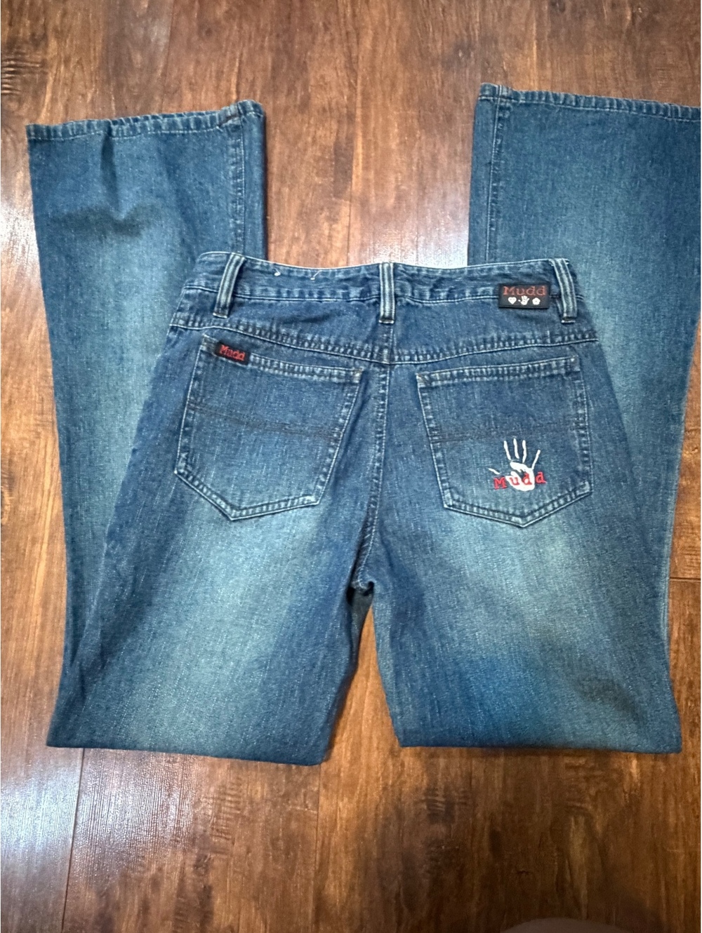 Vintage Mudd Flare Jeans with Handprint Back Pocket Logo